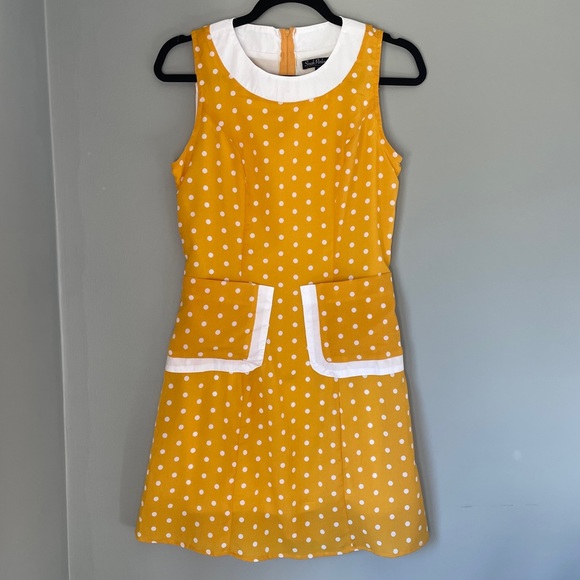 Smak Parlour Dresses & Skirts - Smak Parlour | Size Small, yellow and white polka dot vintage mini dress